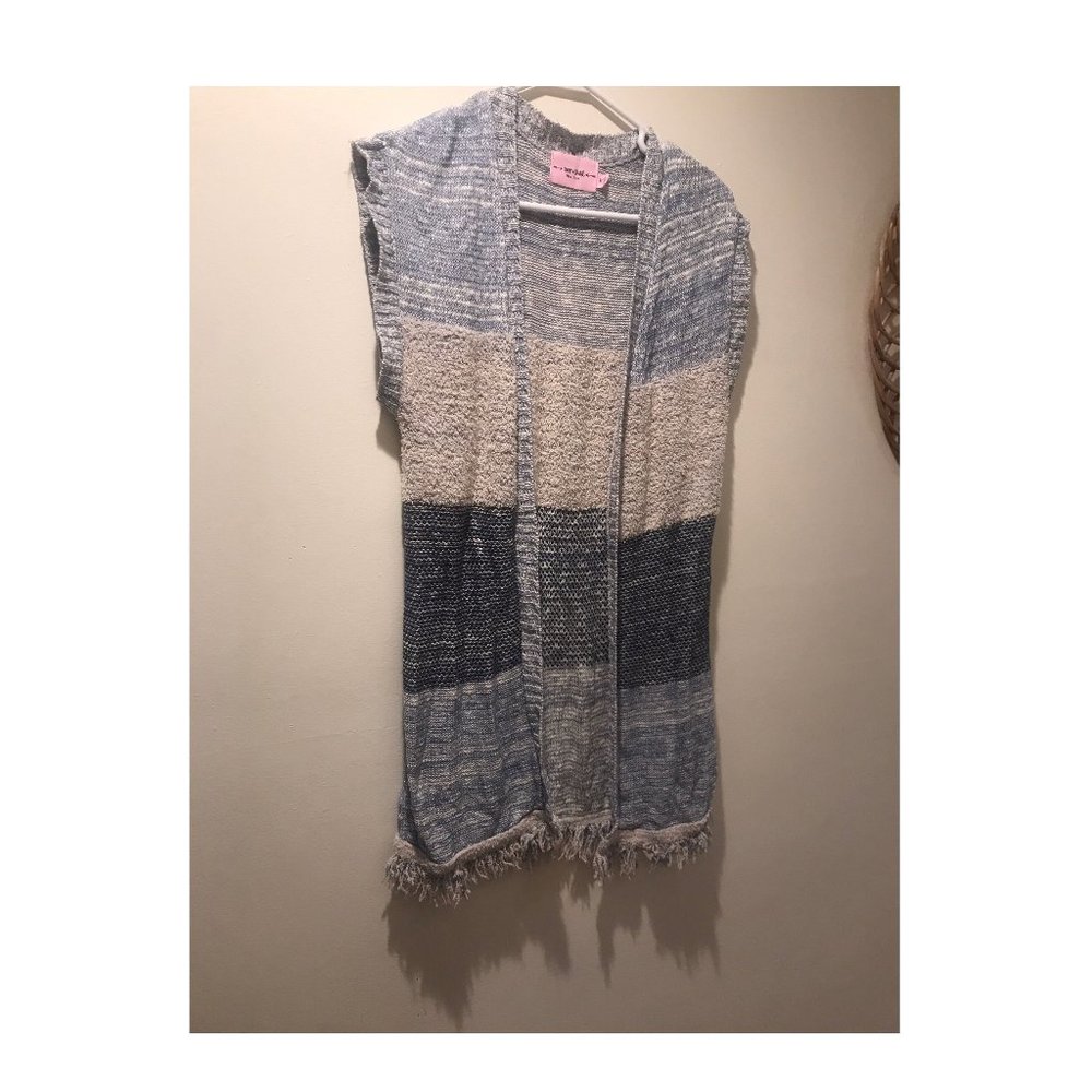Blue Sleeveless Cardigan